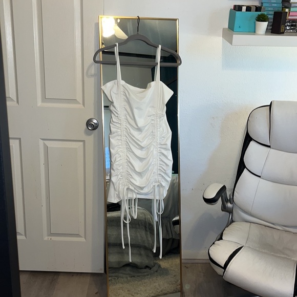 SheIn White Drawstring Rushed Dress - Picture 12 of 14